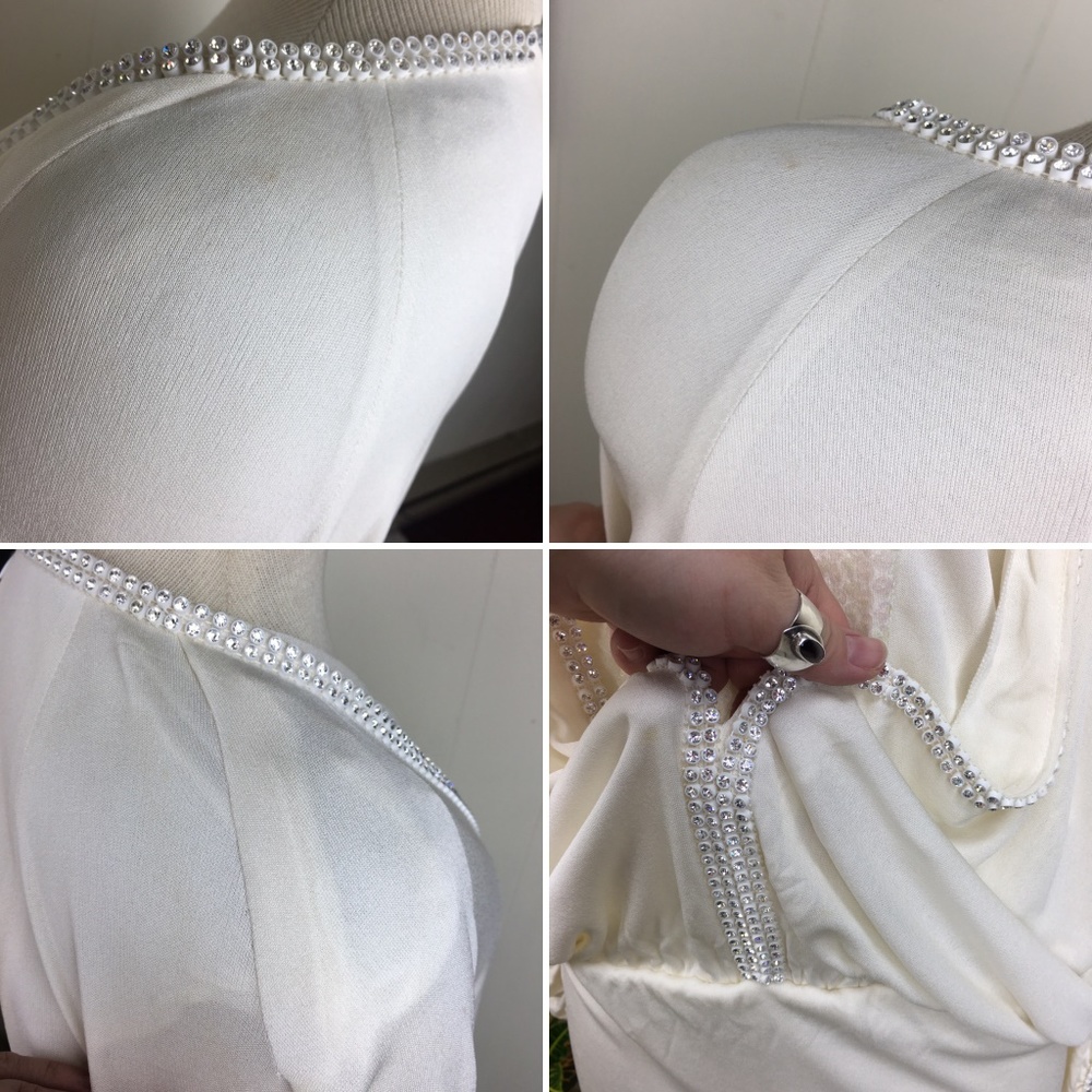 Vintage Rhinestone & Sequin White Dress - Picture 7 of 8